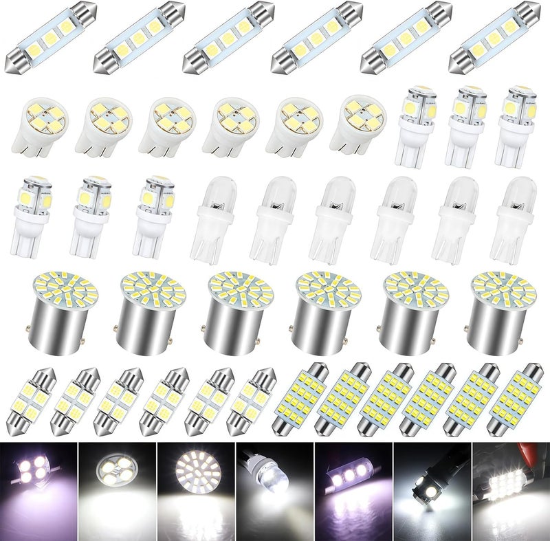 AMZAUTO LED Lights for Car 42 PCS Bright White Interior LED Bulbs Kit, T10 31mm 36mm 41mm Reading License Plate Light, Plug and Play for Car Interior Indoor Map Dome Side Marker Bulbs - Image 1